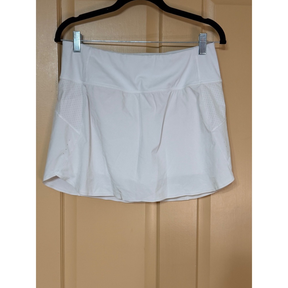 Athleta Run With It Skort White Mesh Active Running Tennis Skirt Size M